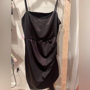 black satin bodycon dress